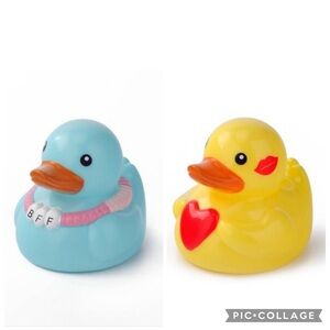 New! Set of 2 Target Rubber Ducks: Yellow w/Heart & Blue Friendship